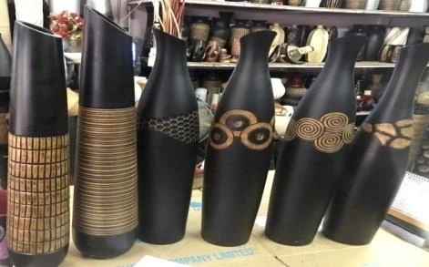 Wooden Vase Mix Dgn 6X30